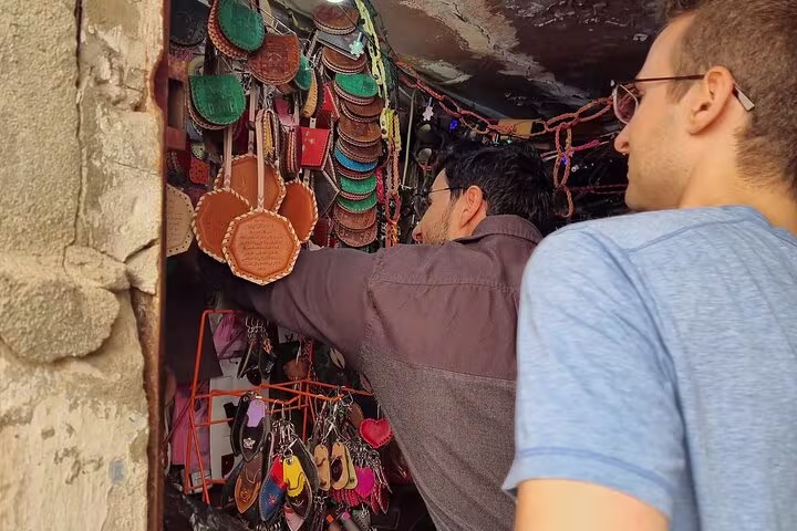 tourists shopping in the casbah souk